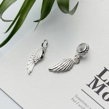 Sterling Silver ANGEL WING CHARM Memorial European PENDANT BRACELET A2182