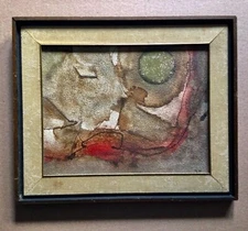 Interesting abstract mixed media painting by Long Island artist  Marga Ludwig.