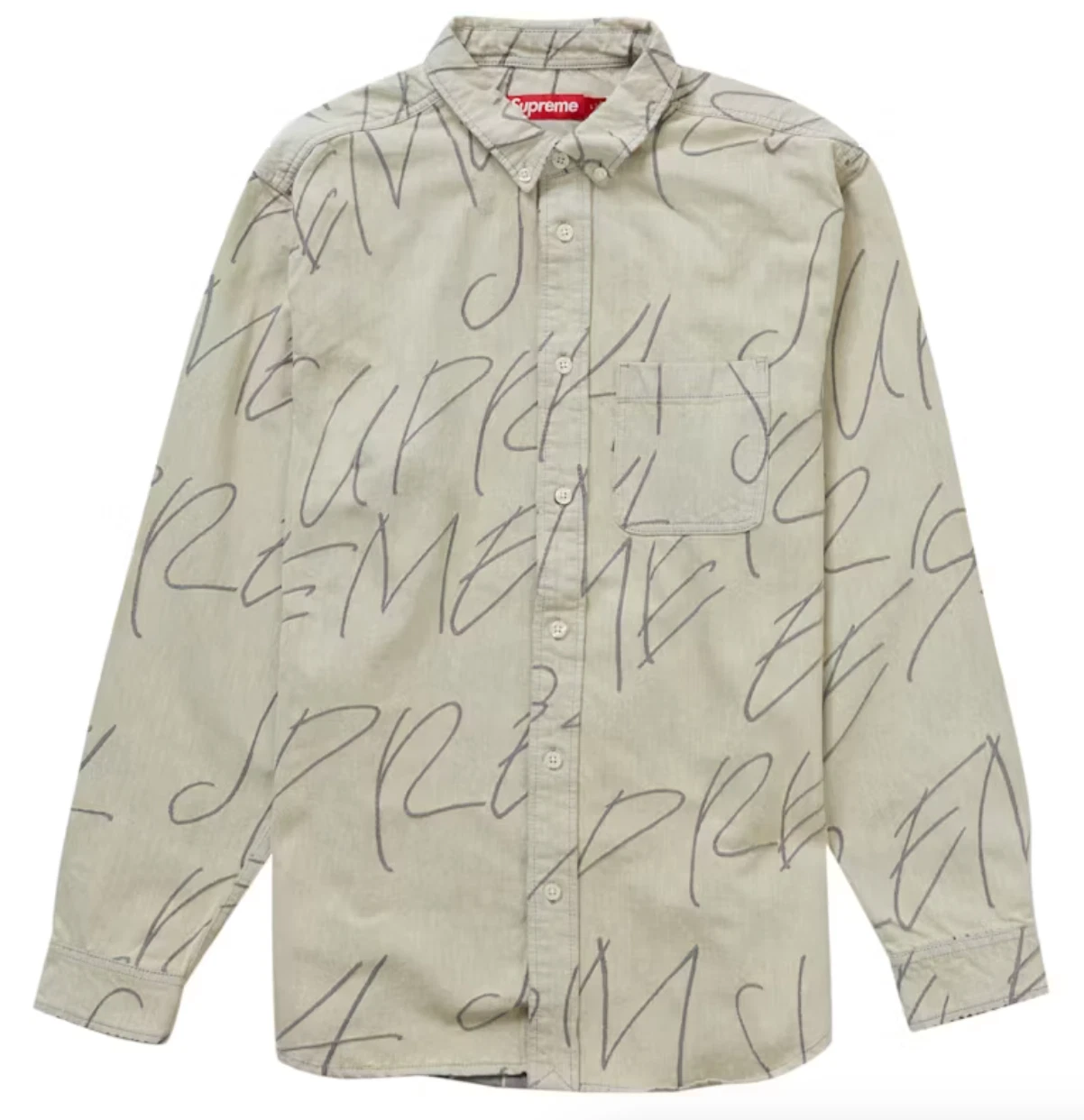 FW23 CHEMISE BOUTONNÉE EN DENIM JACQUARD ÉCRITURE SUPRÊME LAVAGE SALE TAILLE XXL