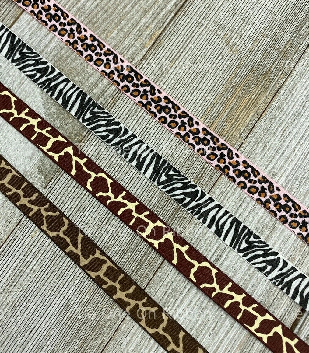 5 yards 7/8 Cow Print Grosgrain Ribbon