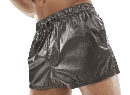 Asos Design Mens Swim Shorts In Silver Metallic SizeL Brand-new - Picture 6 of 8
