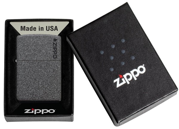 Zippo 211ZL, Classic Iron Stone Finish Lighter With Logo, NEW