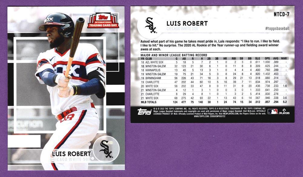 Luis Robert White Sox 2022 Topps Int'l Trading Card Day Insert Card #NTCD-7