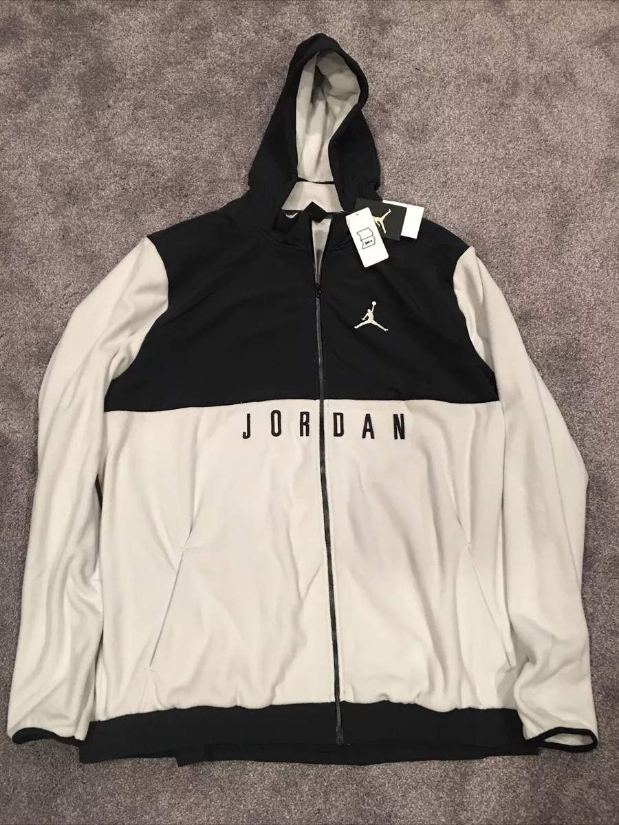 Nike Air Jordan Full Zip Fleece Hoodie Jacket Cream Off White Mens