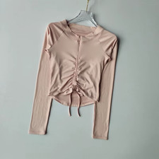 S-XL Half Zip Sports Top Tight Fitting Slimming Drawstring Yoga Shirt For Women