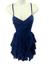 Forever 21 Blue Spaghetti Strap Ruffled Dress Size M
