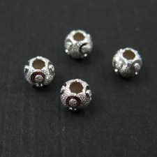 925 Sterling Silver Findings-Shimmering Textured Round Beads-Spacers-4mm 10pcs 