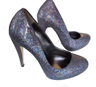 Dune Ladies Purple Sparkle Round Toe Court Heel Shoes Size UK UK