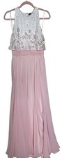Mac Duggal Dress Gown Size 4 Floral Pink White Chiffon 9183 $538