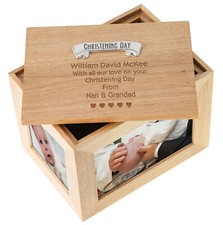 Boys or Girls Christening Gift Engraved Large Oak Keepsake Box Christening Gifts