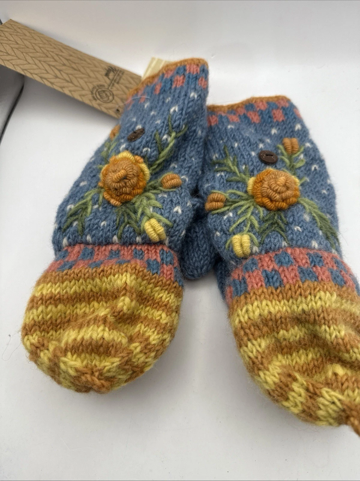 Lost Horizons Merci Mittens Wool Knit Handmade Sundance NWT Cute Gloves