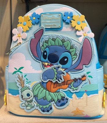 Disney Parks Stitch Scrump Flowers Ukulele Loungefly Mini