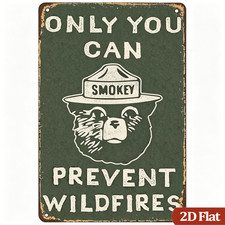 Vintage Smokey Bear Only You Can Prevent Wildfires Metal Sign Cabin Wall Decor