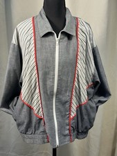GW Division of Graff Jacket Large Striped Colorblock Zip Up Made in USA Vintage