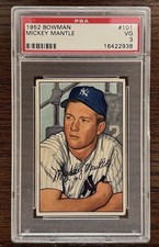 1952 Bowman Mickey Mantle #101 PSA 3 VG Vibrant Colors & Near Perfect Centering