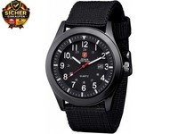 Herren-Armbanduhr, MilitäR, Datum, Quarz, Analog, Sportuhr, Nylon, Mit Uhrenbox