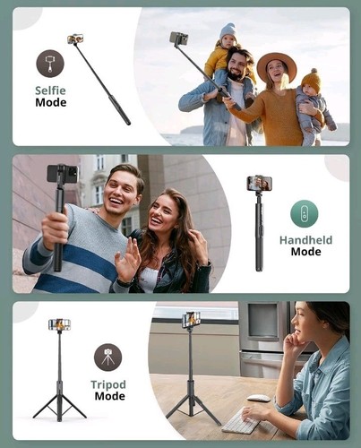 Sensyne 60" Phone Tripod & Selfie Stick, Integrated with Wireless Remote Y60 - Photo 6 sur 21
