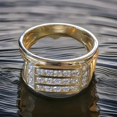Wedding Ring 14K Yellow Gold Filled 925 1.00 C LGD Diamond Channel Set Size 10 - image 1 of 4