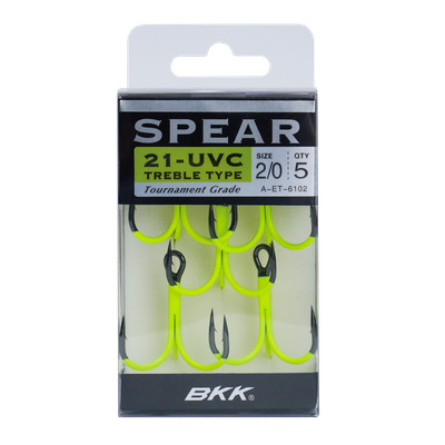 BKK SPEAR-21 UVC Treble Hooks Glow - Drillinge Gr. 12 - 3/0 Drillingshaken