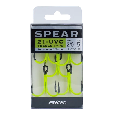 BKK SPEAR-21 UVC Treble Hooks Glow - Drillinge Gr. 12 - 3/0 Drillingshaken - Bild 1 von 4