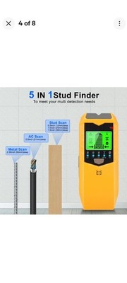 5 in 1 Stud Finder Wall Scanner for Wood AC Wire Metal Pipe with 2  batteries.