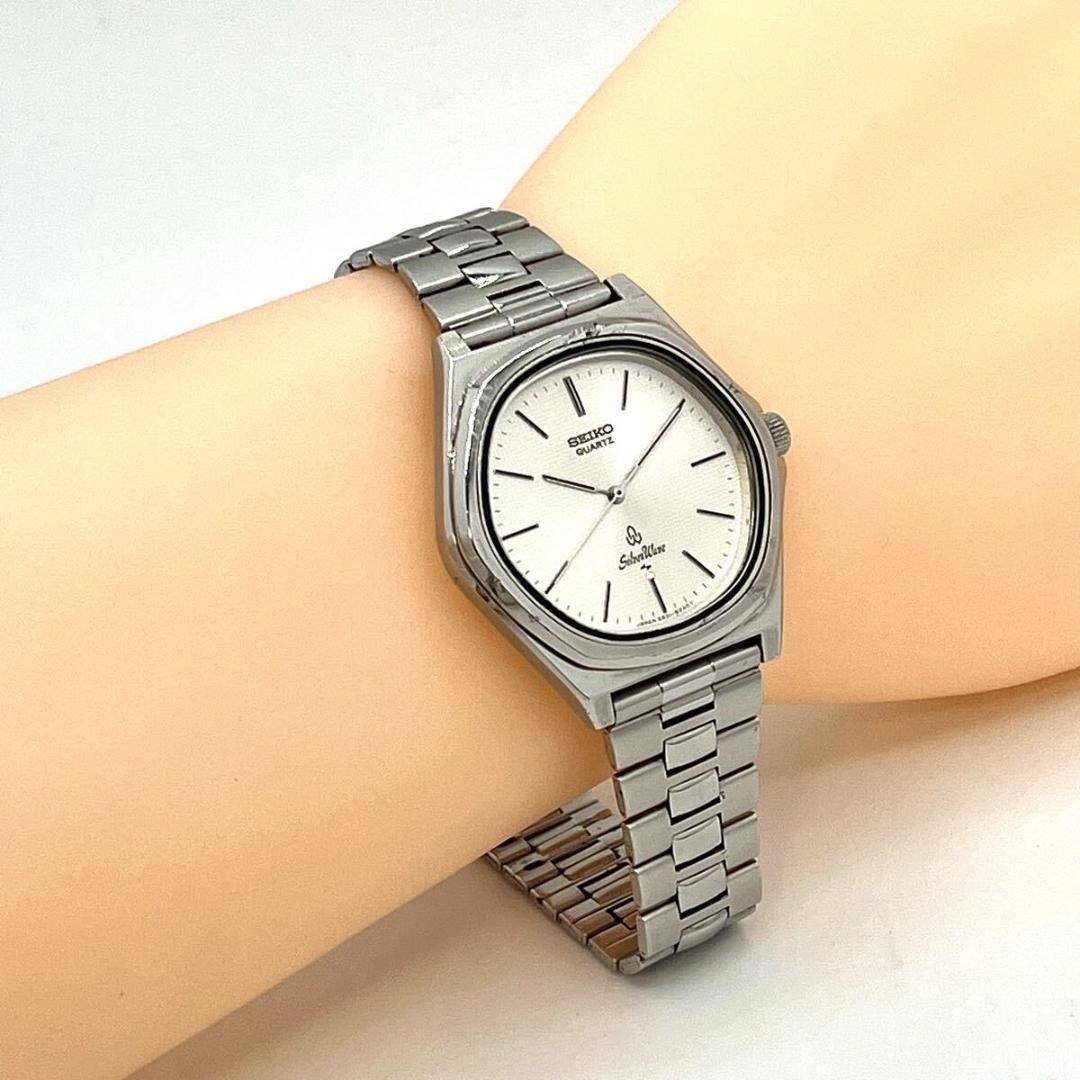 Seiko 5931-5240 Hexagonal Silver Wave Gold Quartz Wat… - Gem