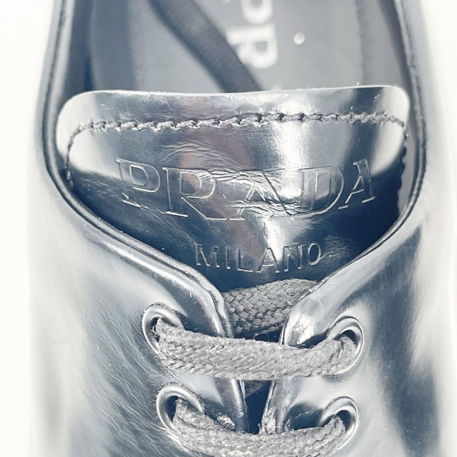 Prada Black Brushed Leather Lace Up Chunky Monolith Derby Oxford Loafer IT 39 thumbnail 13