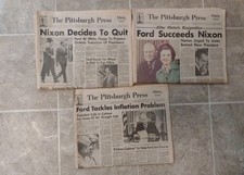 The Pittsburgh Press NIXON Ford Presidency Trans. August 8 - 10, 3 Issues Vint. The Pittsburgh Press NIXON Ford Presidency Trans. August 8 - 10, 3 Issues Vint.