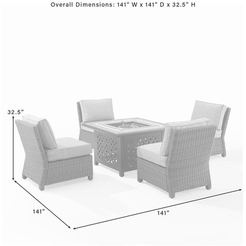 Crosley Furniture Bradenton 5-PC Wicker / Rattan Patio Conversation Set in Brown - Picture 19 of 21
