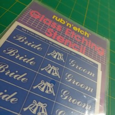 Glass Etch Etching Stencil Bride Groom Bells Armour Products (Open Pack)