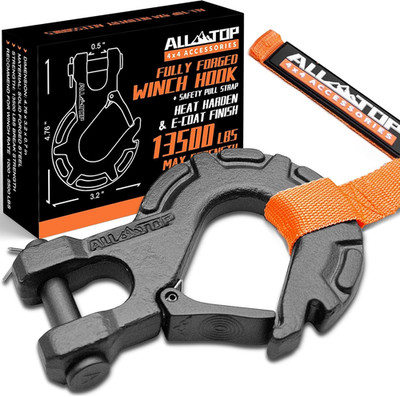Forged Steel Winch Hook, 5/16In 6Ton 13500Lbs, Extreme Hook for Winch Cable Rope
