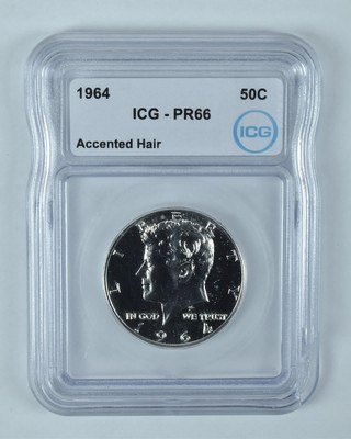 1964 Kennedy Half Dollar Accented Hair PR66 ICG | eBay