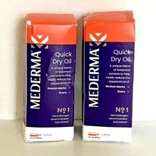 Lot of 2 MEDERMA Quick Dry Oil Reduce Scars Stretch Marks  2oz each NIB
