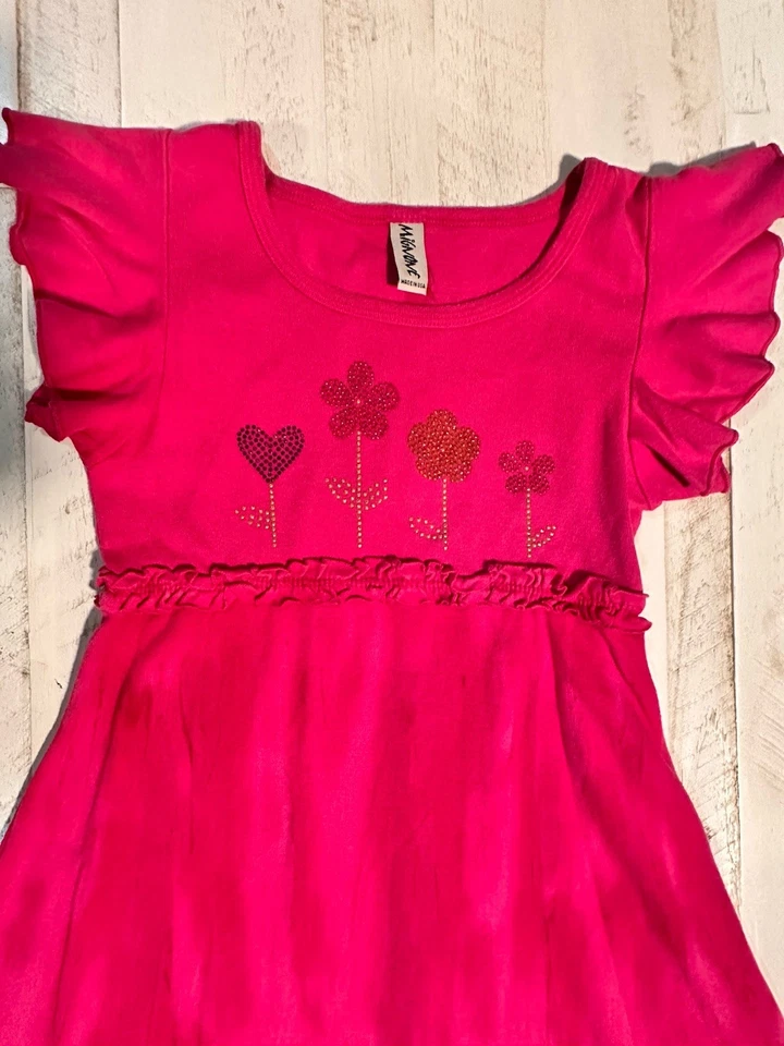 Vestido Mignone Niña Color Fucsia Talla 8 Verano Primavera Flores Algodón Foto 2 de 4