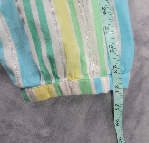 Talbots Plus Womens 3X 3/4 Sleeve Metallic Stripe Popover Blouse Blue Green - Picture 9 of 14