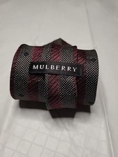 Mulberry Tie Red White Black Stripe Micro Dots Silk Italy