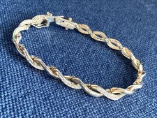 Armband, Silber, Zirkonia, gedreht, Tennisarmband 19,5 cm, Armreif