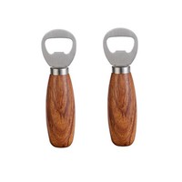 Rosenholzgriff 304 Edelstahl BierflaschenöFfner 2Er-Pack — Silberner Holzgriff B