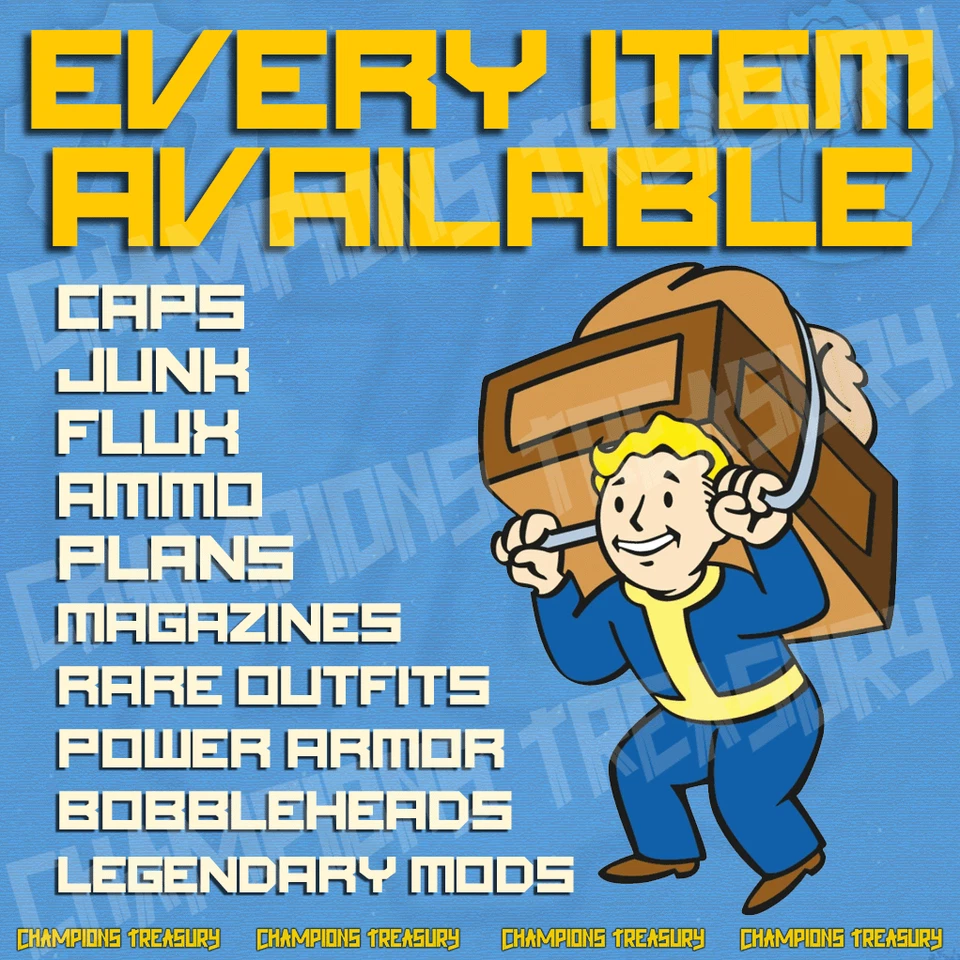 FALLOUT 76 PC CAPS/LEGENDARY MOD/PLANS/OUTFITS/LEGENDARY MODULES/JUNK/FLUX/ARMOR