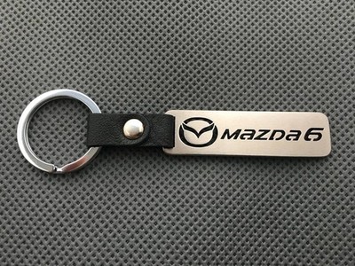 Keychain for Mazda 6 car made of stainless steel and leather