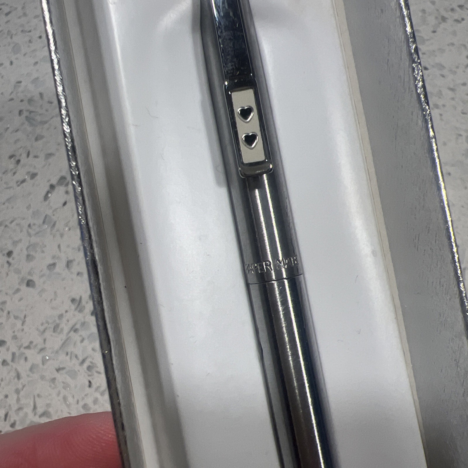 Paper Mate Vintage Double Heart  Chrome ball Pen *needs ink*