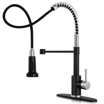 DJS Kitchen Faucets with Pull Down Sprayer Matte Black & Black&Brush Nickel