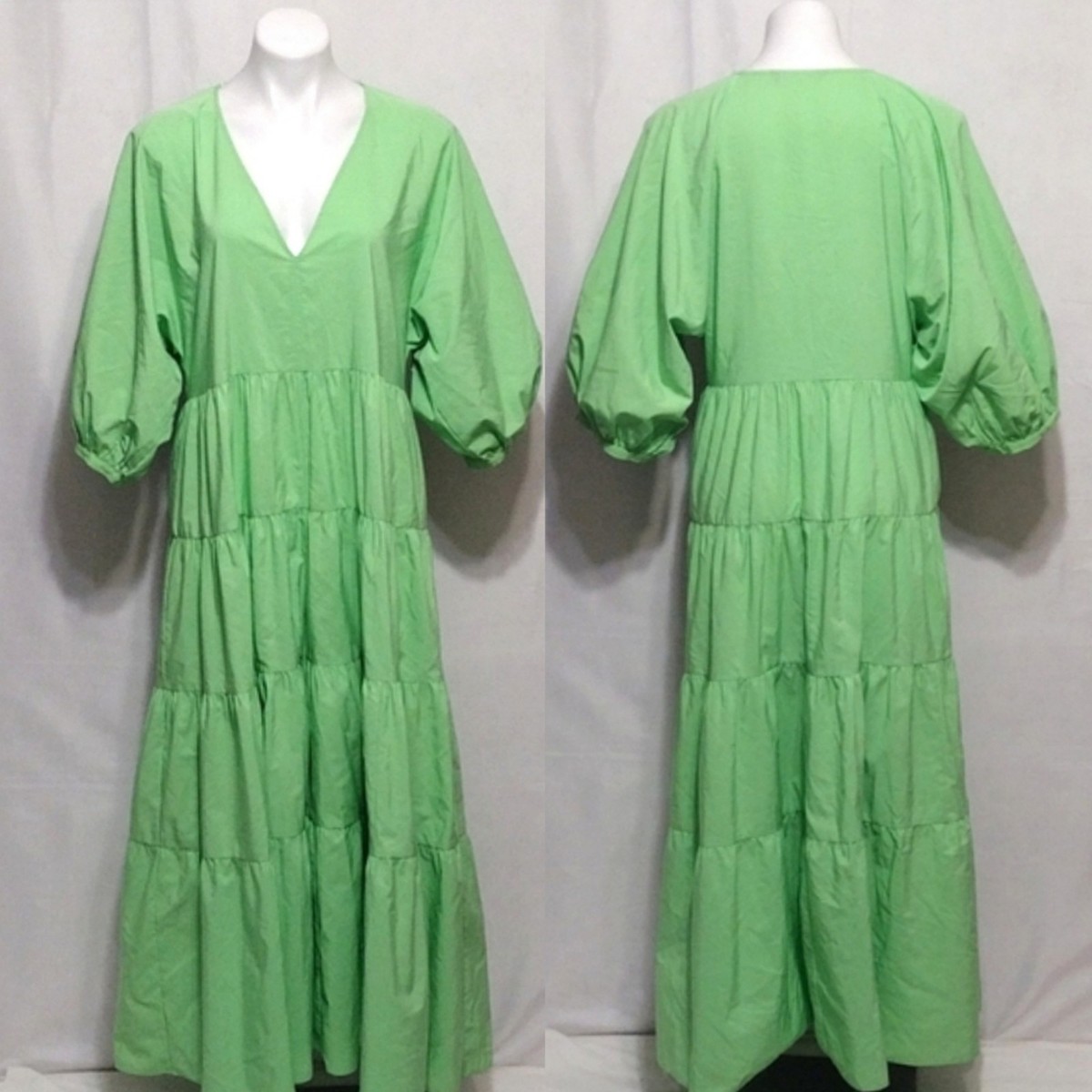 green emerald velvet dress DEEP NECK DOLMAN SLEEVE SIDE SLIT PRINTED MAXI DRESS
