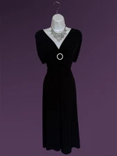 Vintage S.L. Fashions Black Midi Evening Dress Size 16 ~ Cocktail, Formal, Party