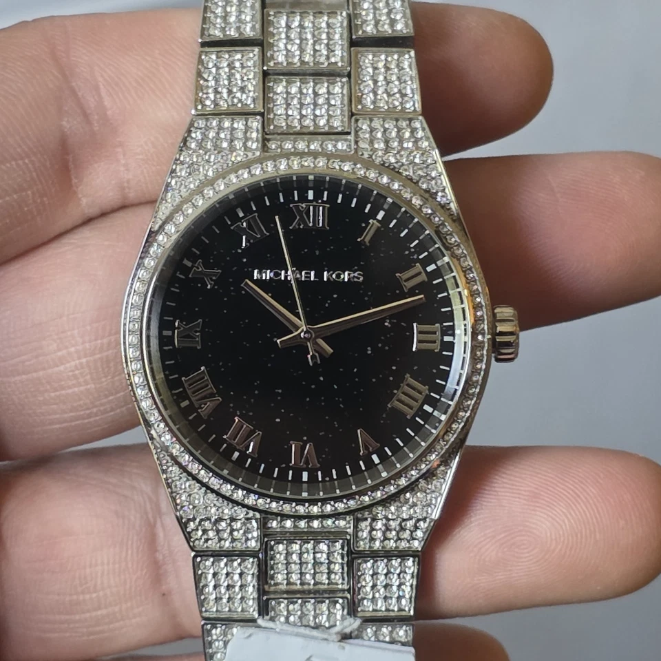 RELOJ MICHAEL KORS MK6089 CHANNING PLATA PAVÉ CRISTALES CON CAJA Foto 2 de 4