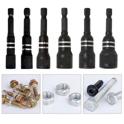 6Pcs Magnetic Socket Nut Driver Drill Bit Set Hexagonal Handle Tool Accessories