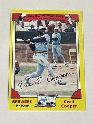 1982 Topps Drake's Big Hitters Baseball #9 - Cecil Cooper - Milwaukee Brewers