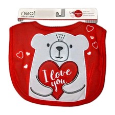Valentine Baby Bib Polar Bear Love Red Heart Feeding Toddler Gift Neat Solutions