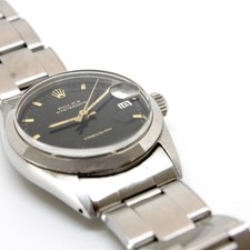 Vintage Rolex Oysterdate Precision Black Dial Stainless Steel Watch