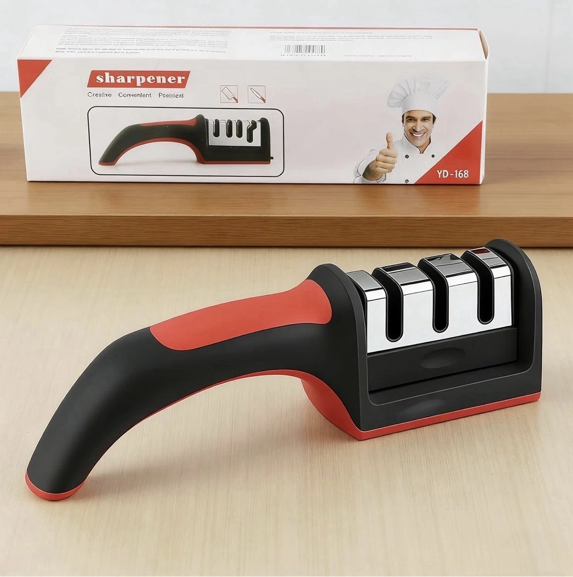 3 Section Knife Sharpener by Chef's Pride, Multi . 2 Packs For $24.98